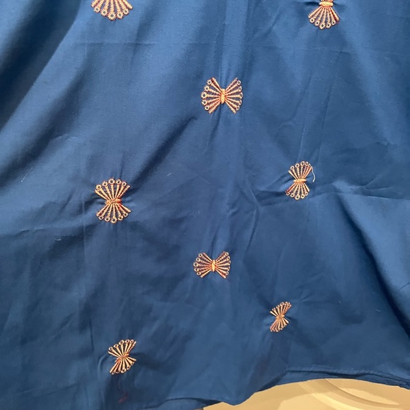 Vintage ethnic blue and gold embroidered tunic style dress. GUC! - Picture 9 of 11